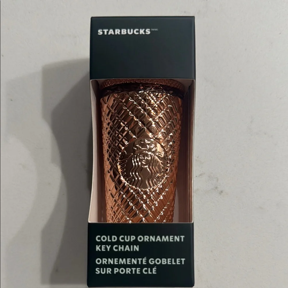 Starbucks Cold Cup Ornament Metallic Rose Gold NIB